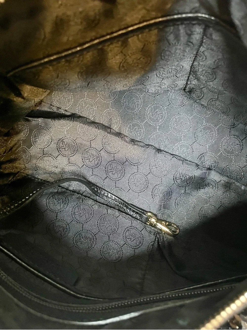 Michael Kors Black Sequin Grayson Satchel Leather Handles & Base Gold Hangtag